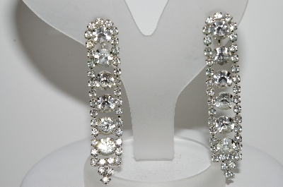 +MBA #98-178  "Vintage Silvertone Fancy Clear Crystal Rhinestone Clip On Earrings"