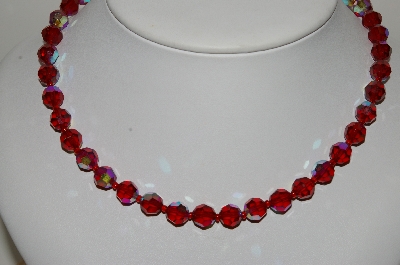 +MBA #98-035  "Vintage Red AB Crystal Bead Necklace"