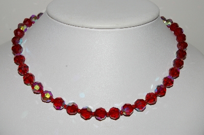 +MBA #98-035  "Vintage Red AB Crystal Bead Necklace"