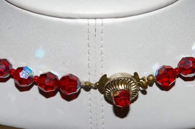 +MBA #98-035  "Vintage Red AB Crystal Bead Necklace"