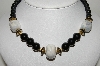+MBA #98-061  "Vintage Made In Japan Black Acrylic Beads & Ceramic Bead Necklace"