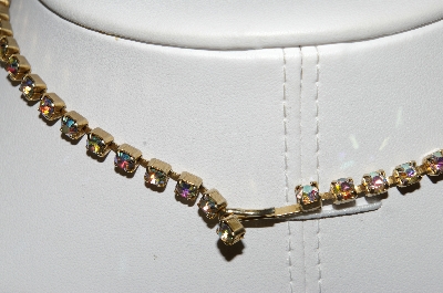 +MBA #98-019  "Vintage Goldtone AB Crystal Choker"