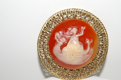 +MBA #98-038 "Vintage Goldtone Cast Acrylic Mermaid Pin"