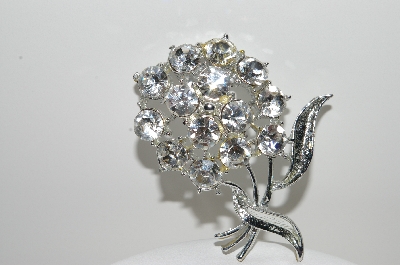 +MBA #98-301 "Vintage Silvertone Clear Crystal Rhinestone Brooch"