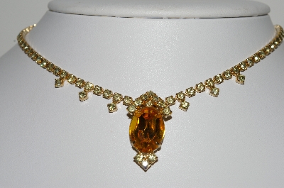 +MBA #98-065  "Vintage Goldtone Fancy Crystal Rhinestone Choker"