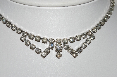 +MBA #99-376  "Vintage Silvertone Clear Crystal Rhinestone Choker"