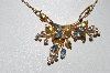 +MBA #99-374  "Regel 12K Gold Filled Clear & Blue Crystal Rhinestone Necklace"