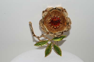 +MBA #99-386  "Sarah Coventry Large Goldtone Rose Brooch"