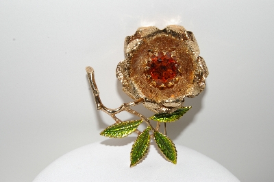 +MBA #99-386  "Sarah Coventry Large Goldtone Rose Brooch"