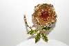 +MBA #99-386  "Sarah Coventry Large Goldtone Rose Brooch"