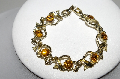 +MBA #99-620  "Vintage Goldtone Gold Rhinestone Bracelet"