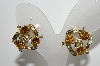 +MBA #99-218  "Vintage Goldtone Golden & Clear Rhinestone Clip On Earrings"