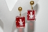 +MBA #99-361  "Vintage Goldtone Red & Clear Lucite Screw Back Earrings"