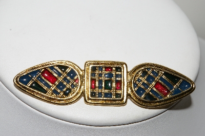 +MBA #99-678  "Vintage Goldtone Red & Blue Enameled Pin"