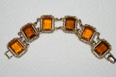 +MBA #99-702  "Vintage Sarah Coventry Brown Glass Link Style Bracelet"