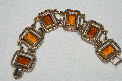 +MBA #99-702  "Vintage Sarah Coventry Brown Glass Link Style Bracelet"