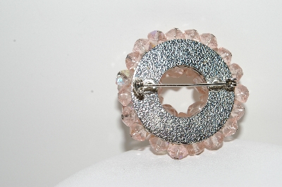 +MBA #99-467  "Vintage Silvertone Pink AB Crystal Pin"