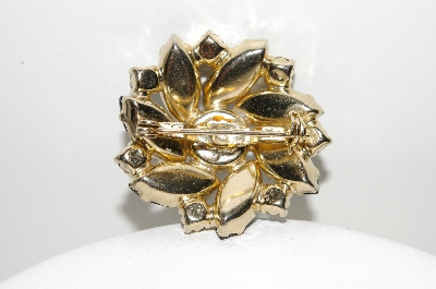 +MBA #99-336  "Vintage Goldtone Black & AB Crystal Rhinestone Pin"