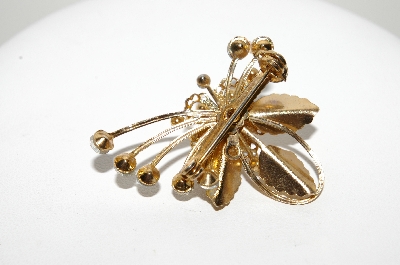 +MBA #99-500  "Vintage Goldtone AB Crystal Rhinestone Pin"