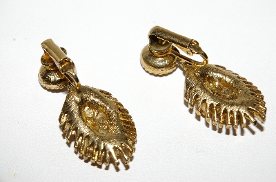 +MBA #99-223  "Vintage Goldtone Multi Colored Crystal Rhinestone Clip On Earrings"