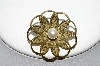 +MBA #99-679  "Vintage Brass Faux Glass Pearl Pin"