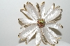 +MBA #99-610  "Park Lane Goldtone White Enameled Large Flower Brooch"