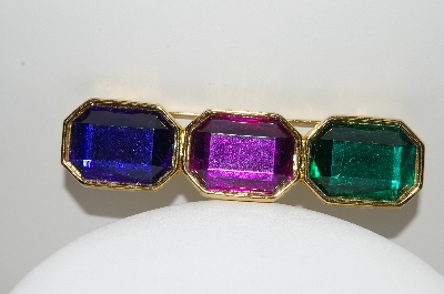+MBA #99-636  "Vintage Goldtone Multi Colored Acrylic Pin"