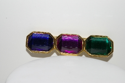 +MBA #99-636  "Vintage Goldtone Multi Colored Acrylic Pin"