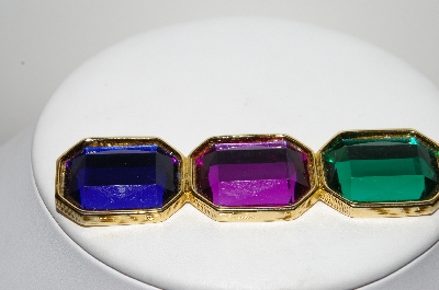 +MBA #99-636  "Vintage Goldtone Multi Colored Acrylic Pin"