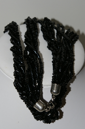 +MBA #99-630  "Vintage Black Bead Torsade  Necklace"