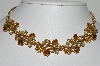 +MBA #99-265  "Vintage Goldtone Citrine Colored Rhinestone & Faux Pearl Necklace"