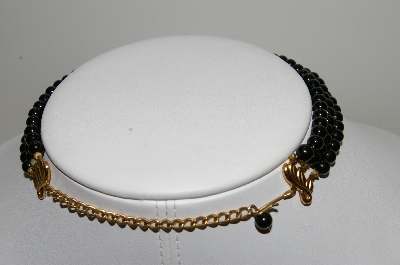 +MBA #99-O73  "Vintage Fancy Black Bead Choker"