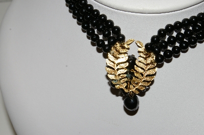 +MBA #99-O73  "Vintage Fancy Black Bead Choker"