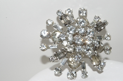 +MBA #99-408  "Vintage Silvertone Clear Crystal Pin"