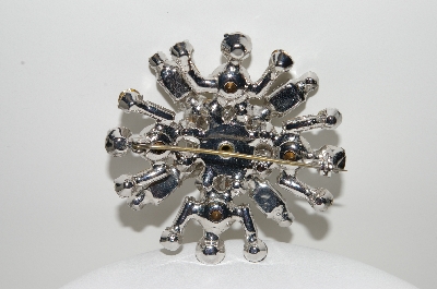 +MBA #99-408  "Vintage Silvertone Clear Crystal Pin"
