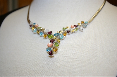 +MBA #MGN    Sterling 10 Ct Multi Gemstone Omega Necklace