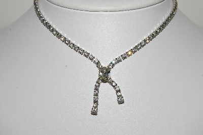 +MBA #99-138  "Vintage Silvertone Clear Crystal Rhinestone Chocker"