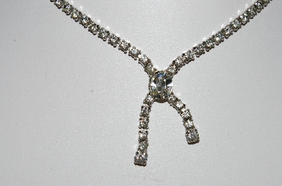 +MBA #99-138  "Vintage Silvertone Clear Crystal Rhinestone Chocker"