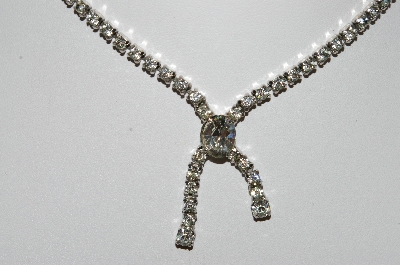 +MBA #99-138  "Vintage Silvertone Clear Crystal Rhinestone Chocker"