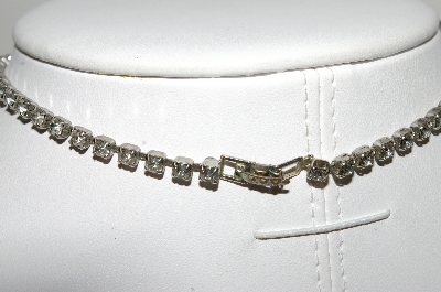 +MBA #99-138  "Vintage Silvertone Clear Crystal Rhinestone Chocker"
