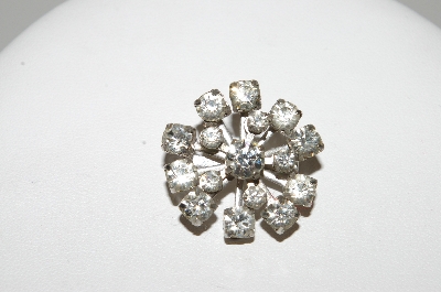 +MBA #99-007  "Vintage Silvertone Clear Crystal Rhinestone Small Pin"