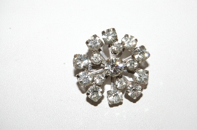 +MBA #99-007  "Vintage Silvertone Clear Crystal Rhinestone Small Pin"