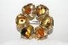 +MBA #99-390  "Vintage Gold Plated Polished Stone Pin"