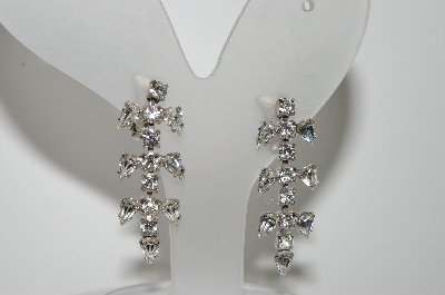 +MBA #99-195  "B.David Silvertone Clear Crystal Clip On Earrings"