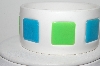 +MBA #98-047  "Vintage White, Blue & Green Plastic Bangle Bracelet"