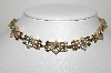 +MBA #99-094  "Vintage Goldtone Fancy Blue & Clear Crystal Rhinestone Necklace"