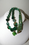 +MBA #99-084  "Vintage Green Art Glass Bead Necklace"