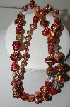 +MBA #99-078  "Vintage Glass & Red Acrylic & Metal Bead Necklace"