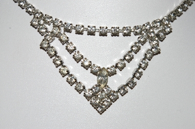 +MBA #99-014  "Vintage Silvertone Fancy Clear Crystal Choker"