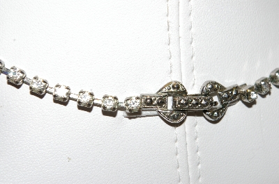 +MBA #99-014  "Vintage Silvertone Fancy Clear Crystal Choker"